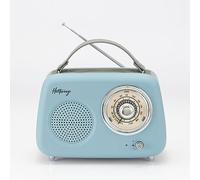 WE Enceinte/Radio rétro HALTERREGO, RMS 5W, Bluetooth, Radio FM, Lecteur USB, Aux in, Batterie Rechargeable, Blue Gris