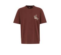 WE Fashion T-Shirt marine / marron / cognac / blanc, Taille L