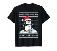 We Fish You a Merry Christmas Pingouin de pêche sur Glace Moche Noël T-Shirt