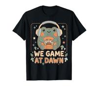 We Game At Dawn Frog Gamer Manette de Casque et Lecteur vidéo T-Shirt Graphique avec Valeur