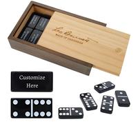 We Games Games grav s doubl s double 6 dominos noirs se d rouler dans un bo tier en bois