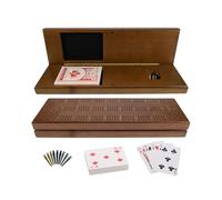 WE Games Planche de cribbage avec pinces - Style armoire - Ensemble de cribbage en bois avec cartes à jouer et 9 piquets métalliques - Jeux pour couples, rendez-vous galants et soirées de jeux en