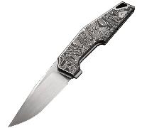 WE Gray Titanium Integral Handle With Aluminum Foil Carbon Fiber Inlay Hand Rubbed Satin CPM 20CV La