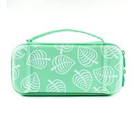 WE Housse de Transport Rigide pour Nintendo Switch OLED 7 Pouces avec Accessoires Inclus 6-en-1 avec Espace de Rangement pour Cartouches de Jeu - Vert - Motifs Feuilles