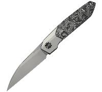 WE Knife Brr15 Manche en titane gris avec incrustation en fibre de carbone en feuille d'aluminium, l