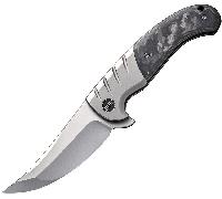 We Knife Curvaceous Manche en Titane Gris avec Incrustation en Fibre de Carbone Marbrée WE20012-1