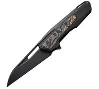 We Knife Falcaria Manche en titane noir avec incrustation en fibre de carbone à feuille de cuivre No