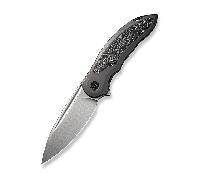 We Knife Makani Manche en Titane Gris avec Incrustation en Fibre de Carbone avec Feuille d'Aluminium