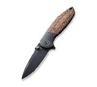 We Knife Nitro Mini Manche en Titane Noir avec Incrustation en Micarta Lin Marron WE22015-4