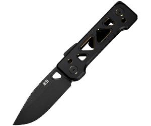 We Knife Tyro Superlock CPM-20CV Noir Stonewashed Manche en Titane Noir et Doré Usiné