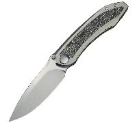 WE Knife Winsome Gris Manche en Titane avec Incrustation en Fibre de Carbone avec Feuille d'Aluminiu