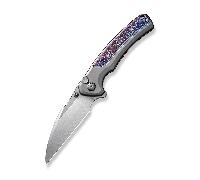 We Knife Ziffius Manche en Titane Gris avec Entretoise Intégrale en Titane Flammé WE22024D-4