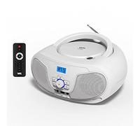 WE Lecteur CD portable - Radio FM, écran LCD, USB MP3, sortie casque, haut-parleurs 2x2W - Blanc