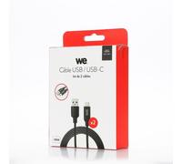 WE Connect – Lot de 2 câbles USB/USB‑C – USB 3.2 Gen 1 – 1,50m – Charge 3A – 5Gbps – Noir