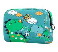 We Love Soccer Game Trousse de maquillage dinosaure pour femme, trousse de toilette de voyage, grande pochette de maquillage pratique avec fermeture éclair, multicolore, 18.5x7.5x13cm/7.3x3x5.1in,