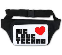 We Love Techno Sac banane avec motif cœur rouge Blanc