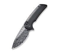 WE Mini Malice Manche en Titane Noir Lame en Damasteel Heimskringla WE054BL-DS1