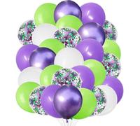 We Moment Zone Ballons violets, verts clairs et blancs de 12 pouces, métalliques chromés avec confetti, 50 PCS, pour bébé douche garçon, anniversaire, mariage, décoration de fête