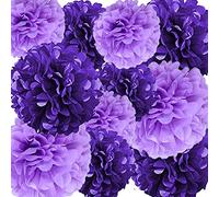 We Moment Zone Pompons Papier de Soie, 12 Pièces Fleur Violet, Boule de Fleur en Papier pour Fête et Mariage