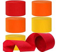 We Moment Zone Serpentin en Papier Crépon Rouge Orange Jaune, Lot de 6 Rouleaux de 4.5 cm x 24m