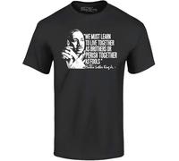 We Must Learn to Live Together as Brothers Martin Luther King Jr. Quote T Shirt Manches Courtes(Medium)