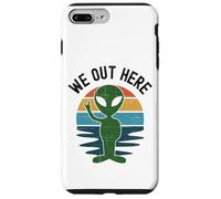We Out Here Funny Alien Abduction UFO Aliens are Real Humour Coque pour iPhone 7 Plus/8 Plus
