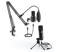 WE Pack Microphone USB pour streaming, vlogging, Podcats, enregistrements - bras réglable et orientable - filtre anti-pop - suspension anti-chocs - fixation table et trépied inclus