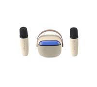 WE POP Mini enceinte karaoké à led + poignée BT 5.4 rechargeable 2 micros avec 5 sons beige
