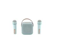 WE POP Mini enceinte karaoké + poignée BT 5.4 rechargeable 2 micros avec 5 sons style rétro bleu