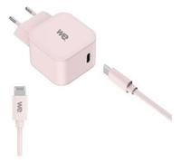 WE POP Pack Chargeur secteur + Câble USB-C/Lightning Rose : Chargeur secteur rose PD 20W port USB-C - Câble USB-C/Lightning MFI PD 20W 1 mètre en silicone rose