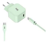 WE POP Pack Chargeur secteur + C ble USB-C/USB-C Vert : Chargeur secteur vert PD Vert G
