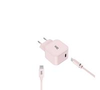 WE POP Pack Chargeur secteur + Câble USB-C/Lightning Rose : Chargeur secteur rose PD 20W port USB-C - Câble USB-C/Lightning MFI PD 20W 1 mètre en silicone rose