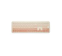 WE POP Pack clavier + souris sans-fil 2.4Ghz récepteur USB + adapteur USB-C, 104 touches, piles incluses, beige
