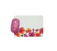 WE POP Pack Tapis de souris design floral : 200x140x3mm + souris optique sans-fil 2.4 GHz