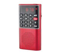 WE RADIO DE POCHE rechargeable FM, lecteur de carte micro SD RMS 3W, prise casque - Rouge