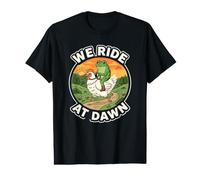 We Ride At Dawn Funny Frog Riding Chicken Meme T-Shirt Graphique avec Valeur