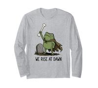 We Rise At Dawn Spooky Season Grenouille Meme Zombie Halloween Manche Longue
