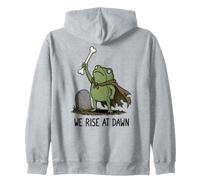 We Rise At Dawn Spooky Season Grenouille Meme Zombie Halloween Sweat à Capuche