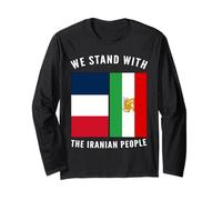 We Stand with The Iranian People - Drapeau iranien et français Manche Longue