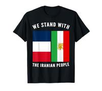 We Stand with The Iranian People - Drapeau iranien et français T-Shirt