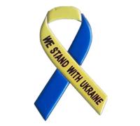 We Stand with Ukraine Pray for Ukraine Metal Ribbon Pin's Support Peace No War