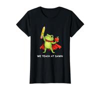 We Teach at Dawn Funny Teacher Frog Back to School Men Women T-Shirt Graphique avec Valeur
