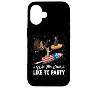 We The Cats Like to Party American Cat 4th of July Patriotic Coque pour iPhone 16