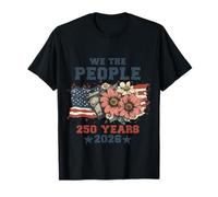 We The People 250 Years 2026 Patriotic Floral USA Flag T-Shirt