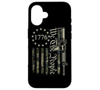 We The People AR15 Drapeau américain Motif Camouflage Militaire Coque pour iPhone 16