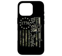 We The People AR15 Drapeau américain Motif Camouflage Militaire Coque pour iPhone 16 Pro
