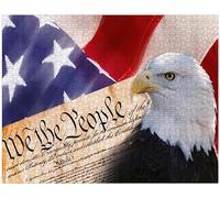 We The People with American Bald Eagle and Flag Puzzle en bois de 1 000 pièces - Puzzle photo personnalisé pour adultes et amis - Cadeau pour décoration d'intérieur