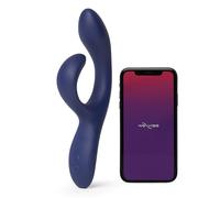 We-Vibe Nova 2 Vibromasseur rabbit pour femme - Sextoy vibrant pour stimulation du clitoris et du point G - Flexible avec 10 modes de vibration - Contrôlé via appli - Sextoys pour couple - Bleu