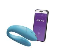 We-Vibe Sync Go - Le Vibromasseur pour Couples Edition Voyage - Vibromasseur en forme de C - Jouet vibrant portable pour couples - Vibrations partagées - Rechargeable - Étui de voyage - Bleu