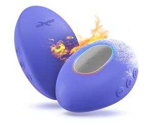 We-Vibe Temp Vibromasseur Externe pour Femme | Stimulateur Clitoridien Chauffant et Refroidissant | Jouet Sexuel Adulte Jeu de Température | Puissant Silencieux en Silicone | Étanche | Bleu